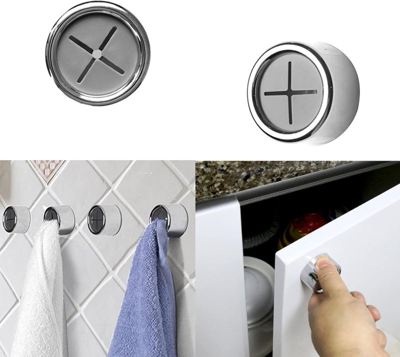 Junwapy 6Packs Kitchen Towel Hooks, Round Self Adhesive Wall Mount Dish Towel Hook Hangers, (Push to Hanging) Drilling Hand Towel Hook Holders with Premium Finish for Kitchen, Bathroom, Cabinet - Image 5